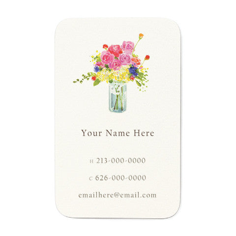 Flowers In Blue Jar Personal  Favor Tags