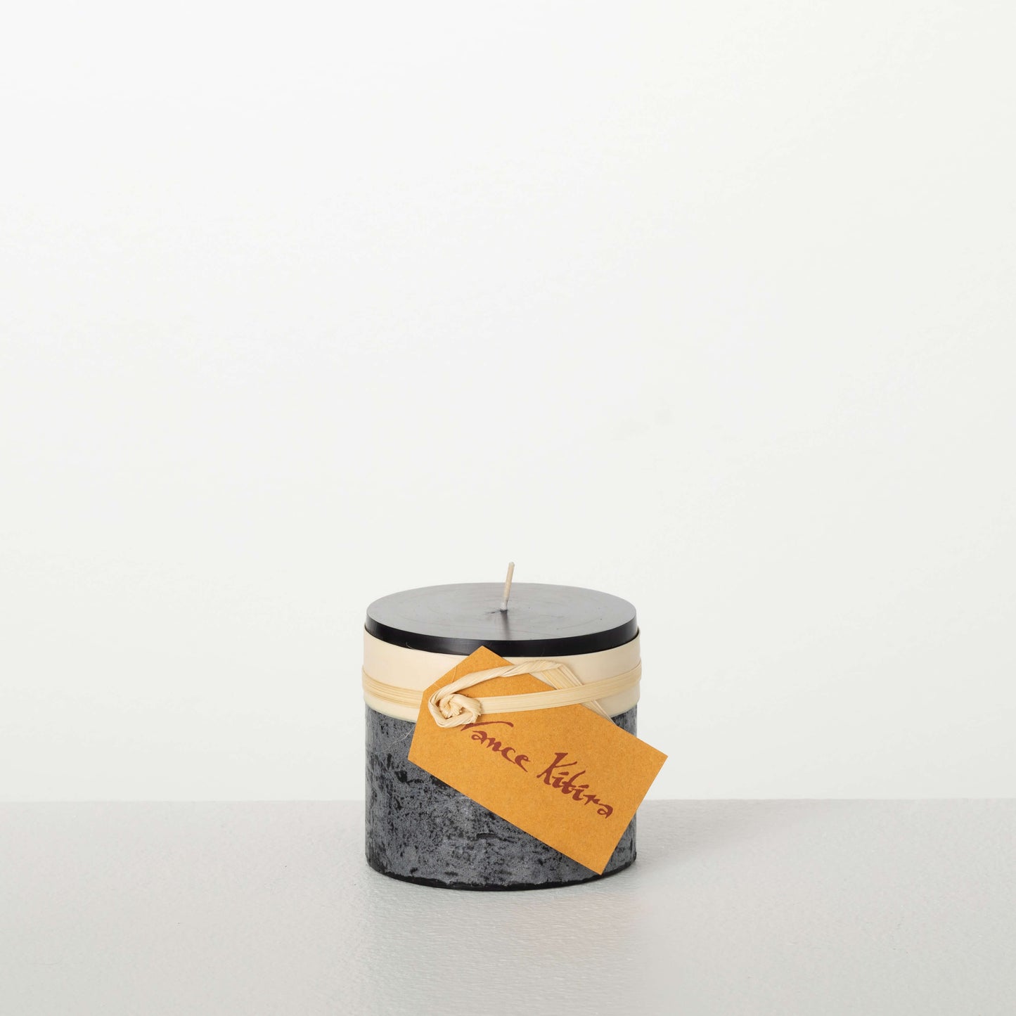 Distressed Black Pillar Candle