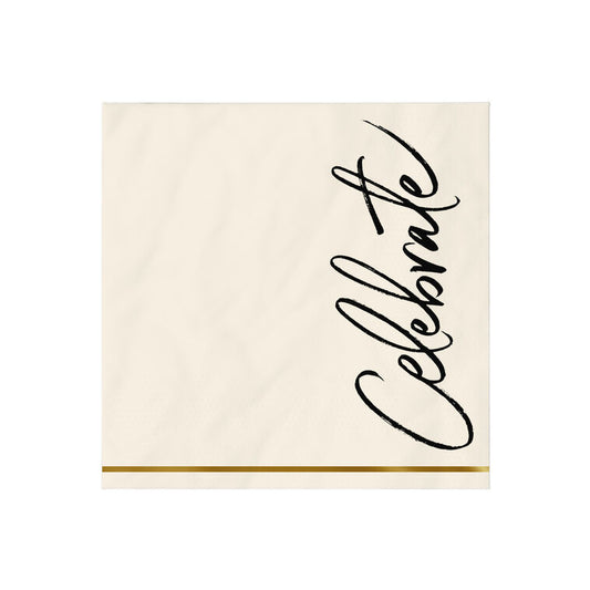 "Celebrate" Brushstroke Script Cocktail Napkins, Set of 16