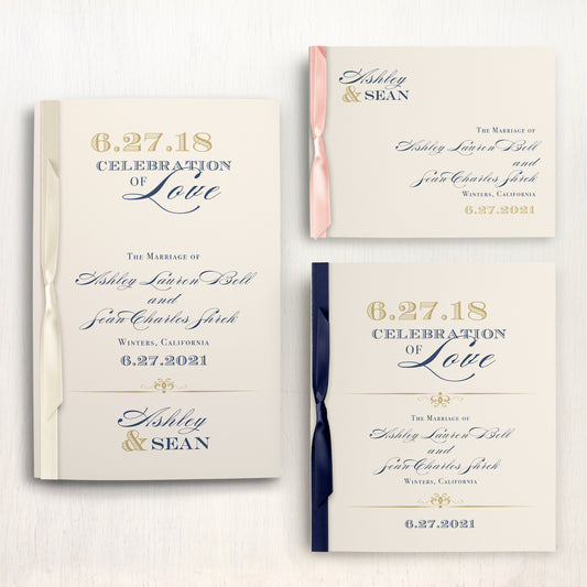 Elegant Navy Script Ceremony Booklet
