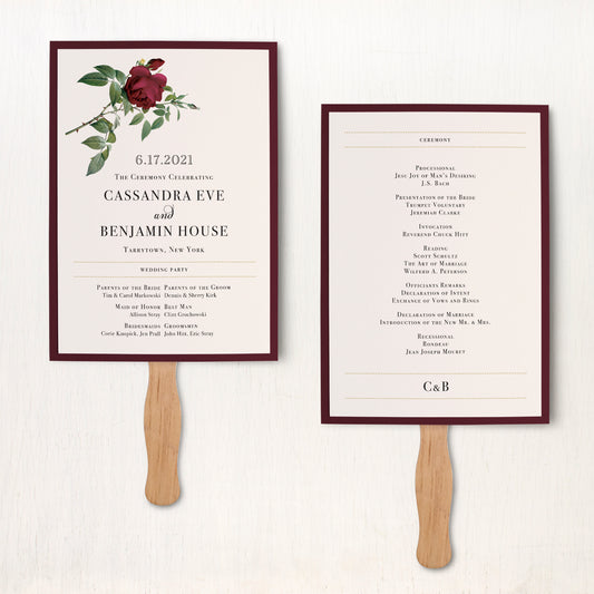 Ivory & Burgundy Ceremony Fans