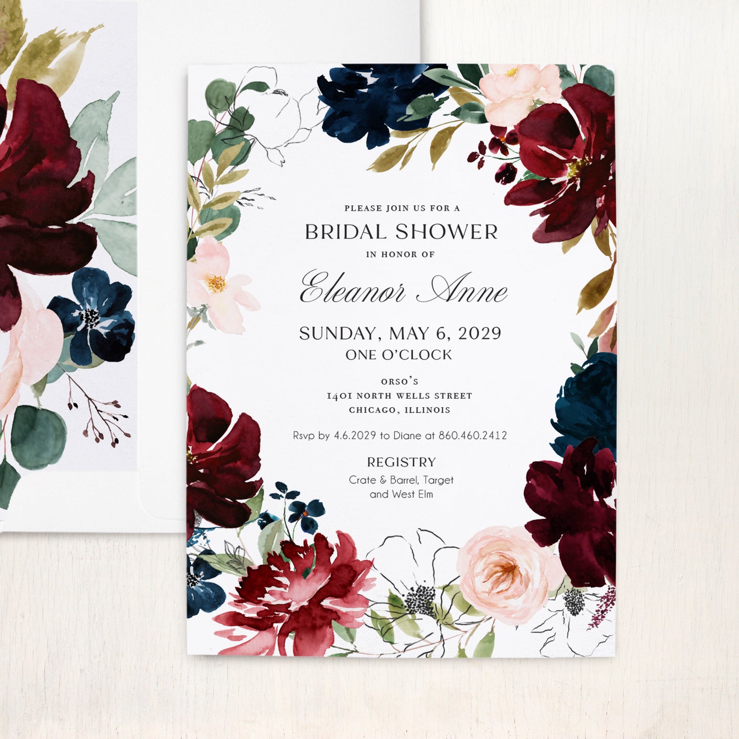 Chic Floral Bridal Shower Invitations