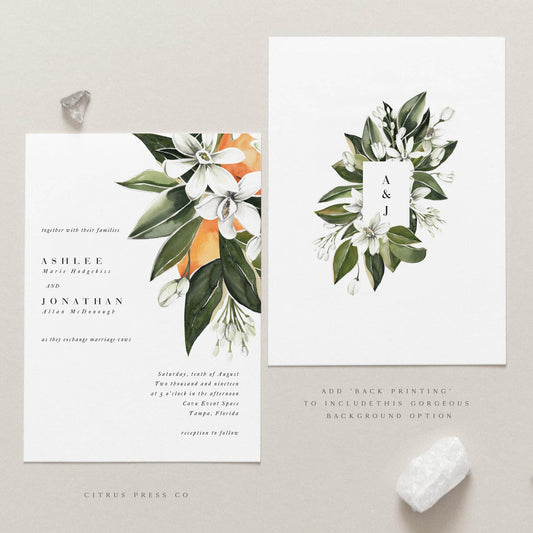 Orange Citrus Florida Wedding Invitation | Ashlynn