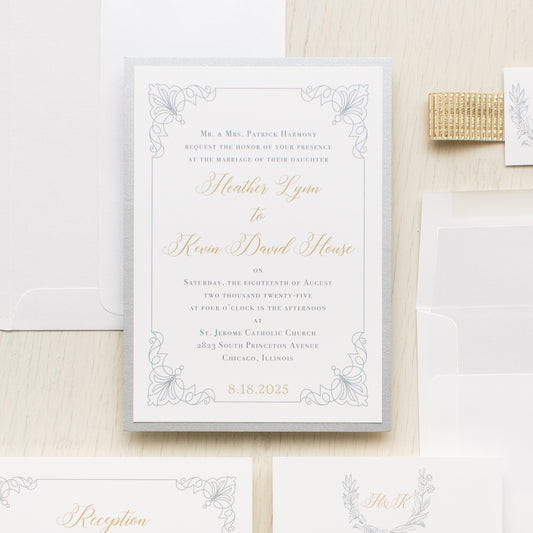 Classic Love Gold Wedding Invitations