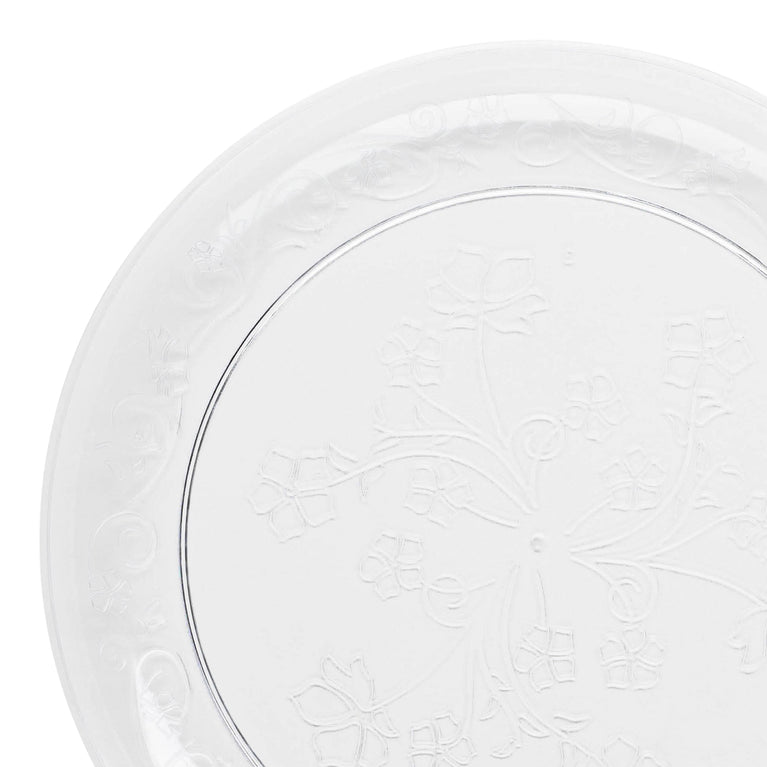 Clear Floral Round Disposable Plastic Buffet Plates (9")