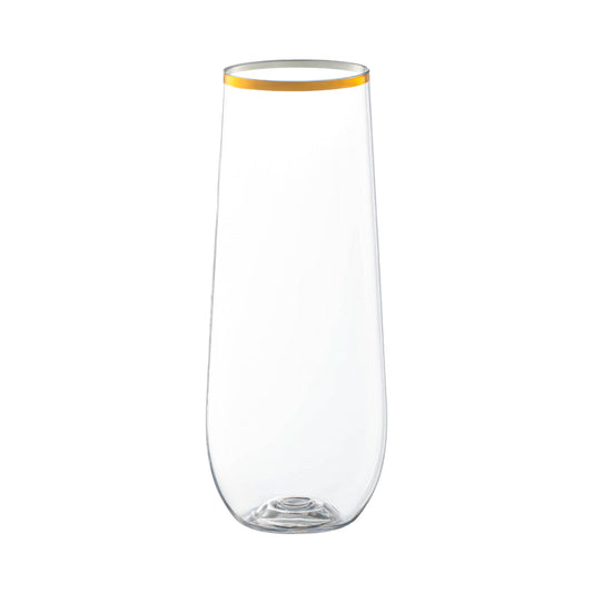 9 oz. Clear with Gold Stemless Plastic Champagne Flutes