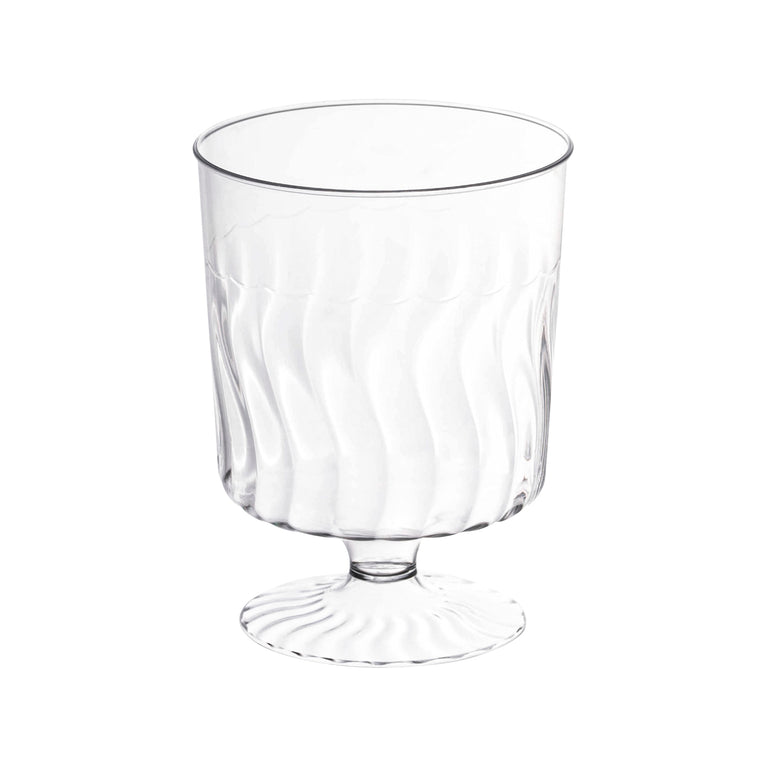 8 oz. Clear Plastic Pedestal Wine Glasses