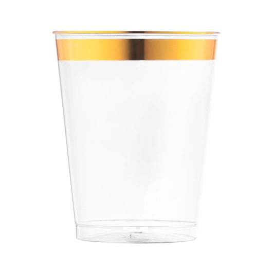 10 oz. Clear with Metallic Gold Rim Round Tumblers