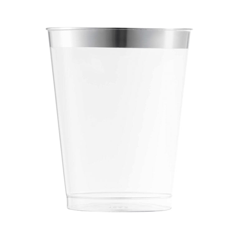 12 oz. Clear with Metallic Silver Rim Round Tumblers