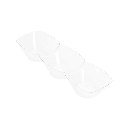Clear Rectangular 3-Hole Mini Plastic Bowls