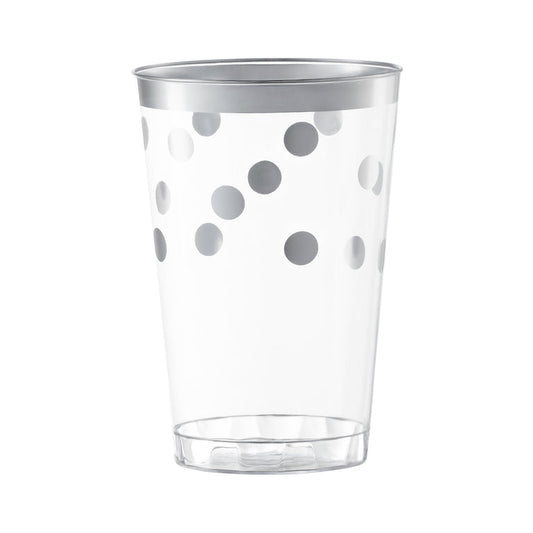 12 oz. Clear with Silver Dots Round Disposable Plastic Tumblers
