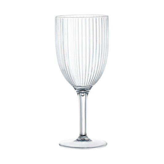 12 oz. Clear Stripe Round Disposable Plastic Wine Flutes