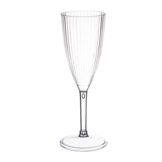 8 oz. Clear Stripe Round Disposable Plastic Champagne Flutes