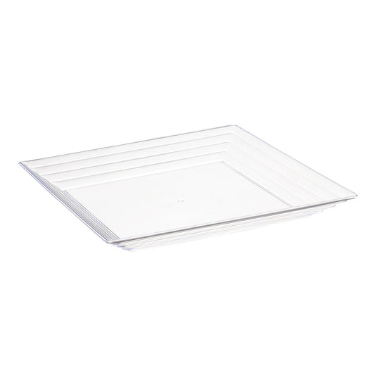 16" x 16" Clear Square with Groove Rim Plastic Serving Trays