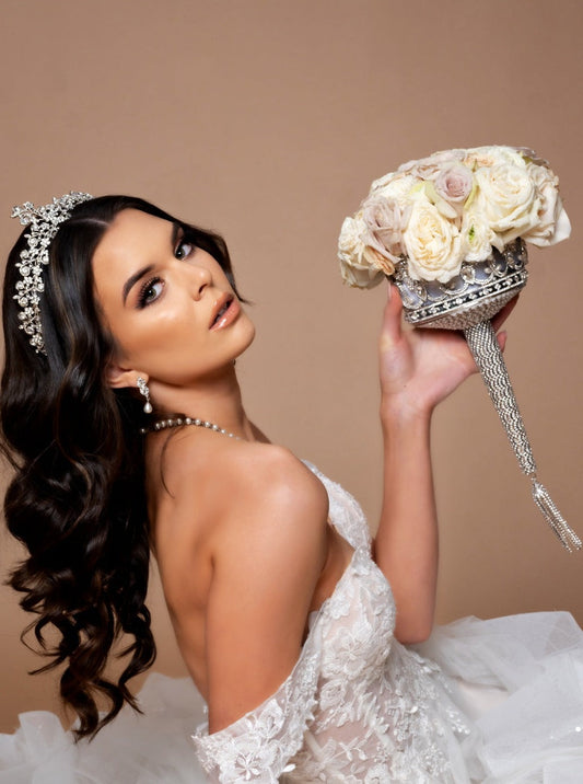 Cleopatra Luxurious Swarovski Bridal Bouquet Holder, Flower Holder