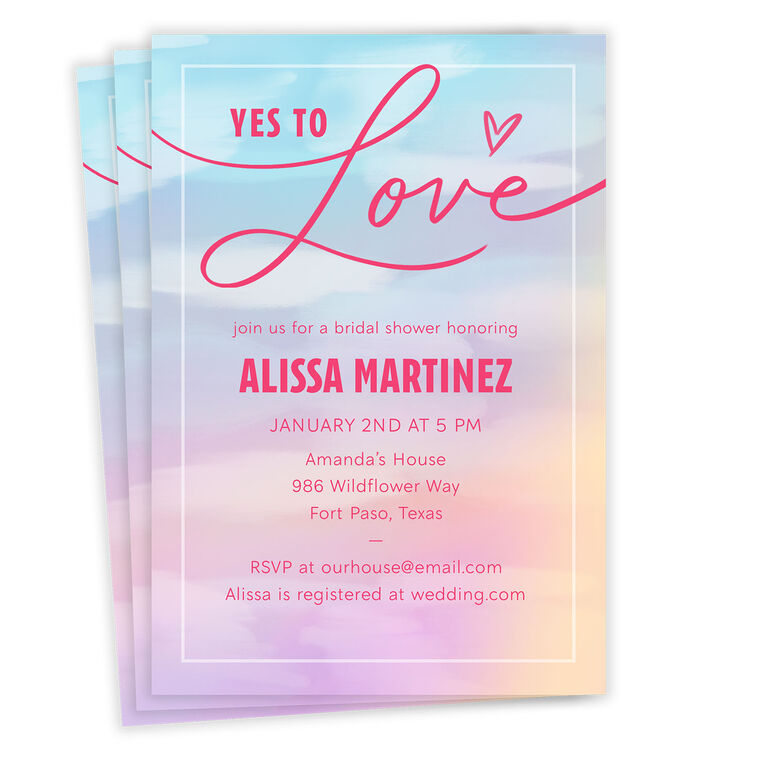 Dreamy Yes to Love Flat Wedding Shower Invitation