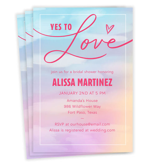 Dreamy Yes to Love Flat Wedding Shower Invitation