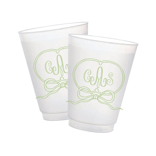 Monogram Oval Bow Frame Frosted Cups