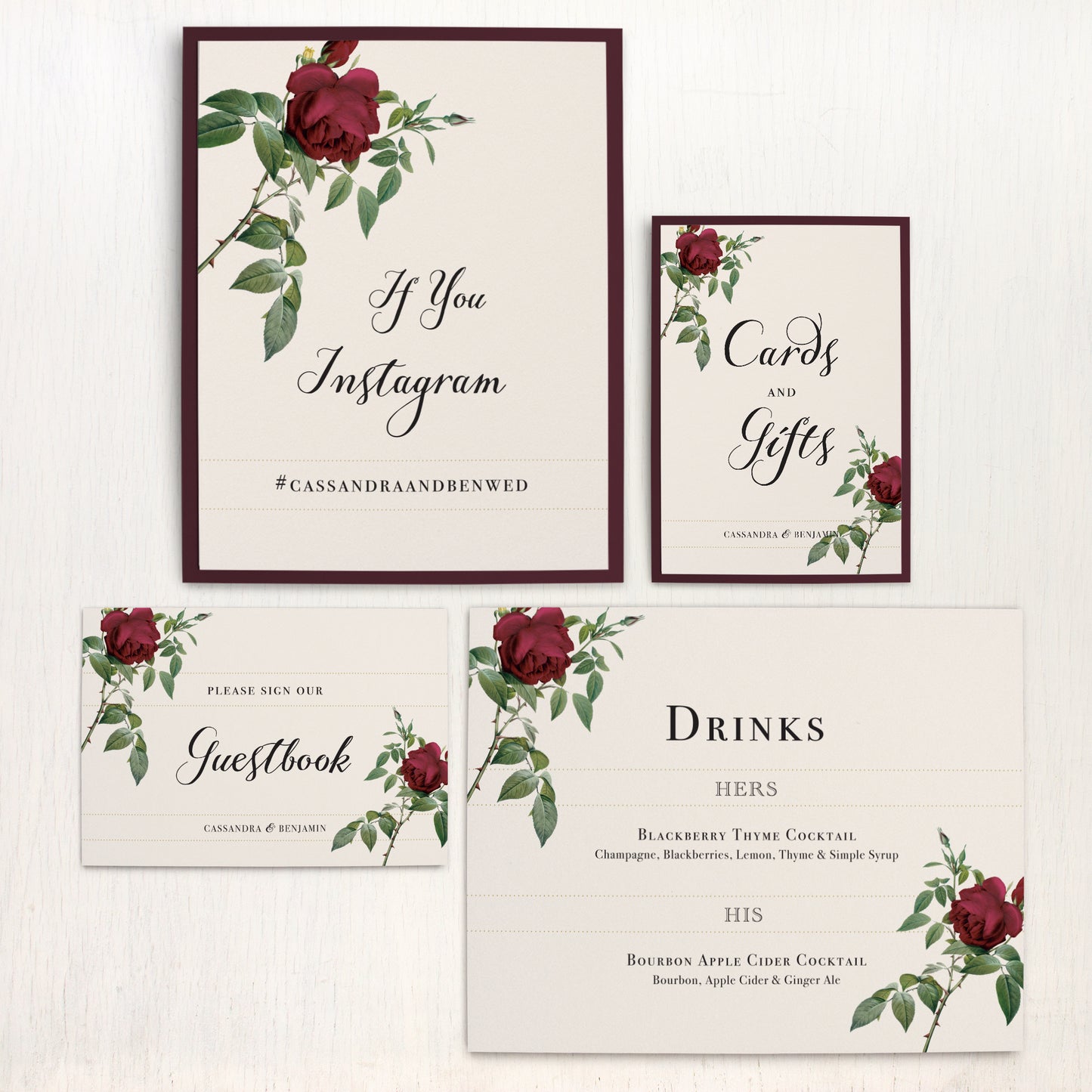 Ivory & Burgundy Custom Signs