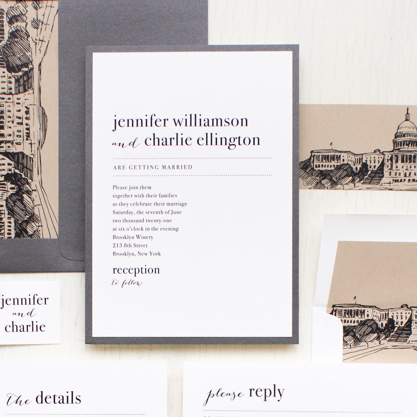 Washington Dc City Skyline Wedding Invitations