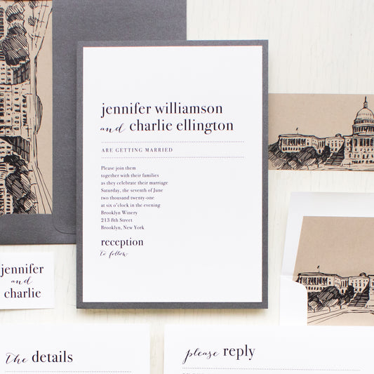 Washington Dc City Skyline Wedding Invitations