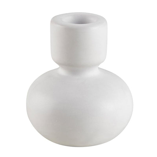White Round Taper Candleholder - Small