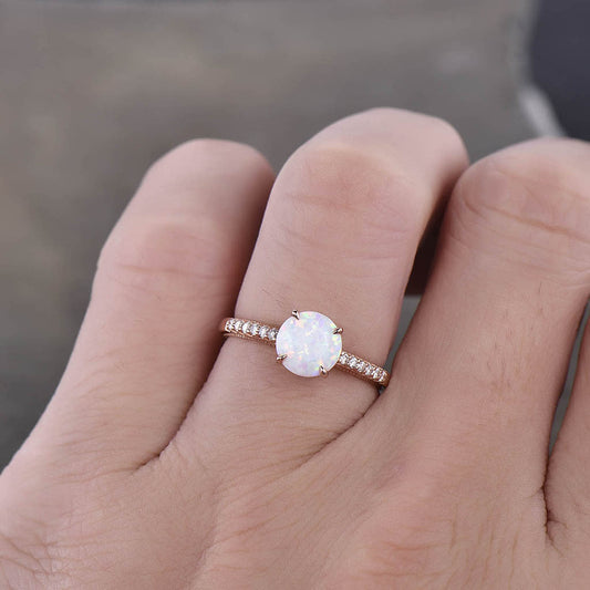 Female Opal Solitaire Engagement Ring Rose Gold