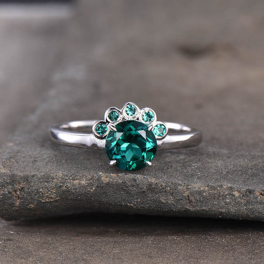 Floral Emerald And Dianond Engagement Ring Five Stones