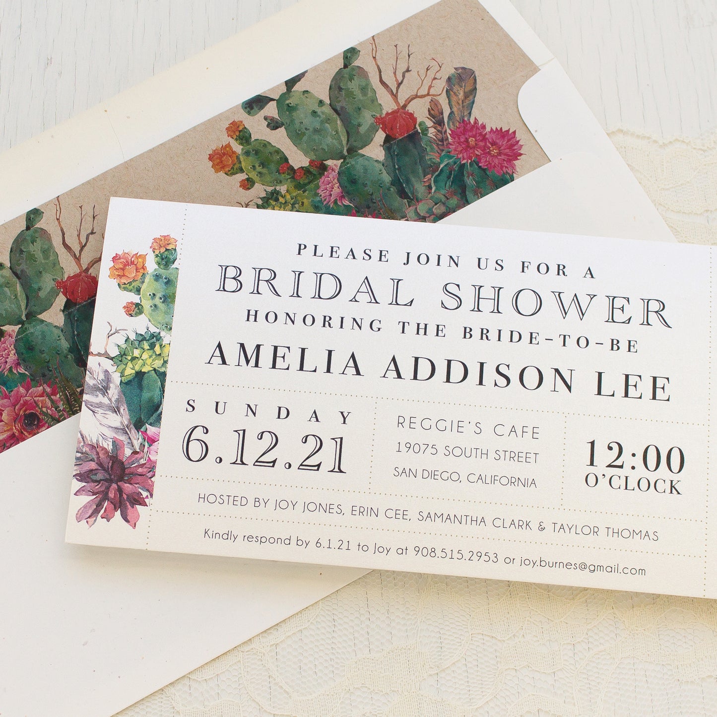 Desert Blooms Bridal Shower Invitations