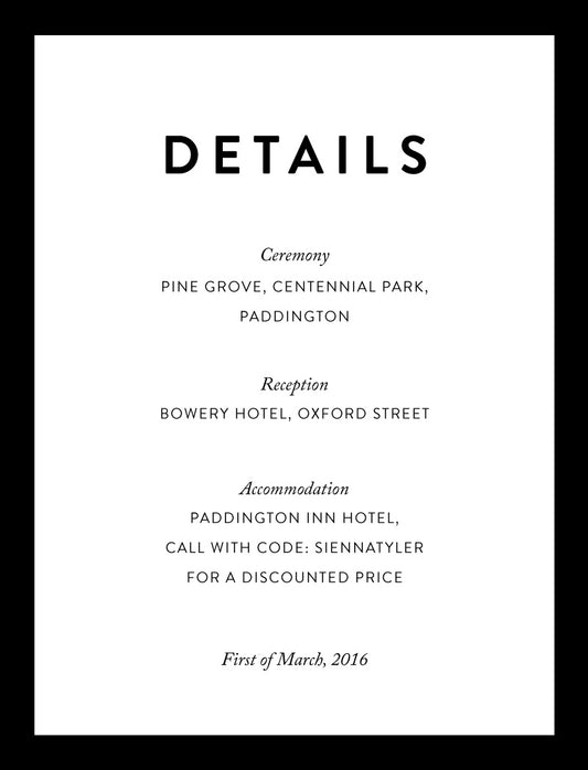 Minimal Information Card by Amelia S.