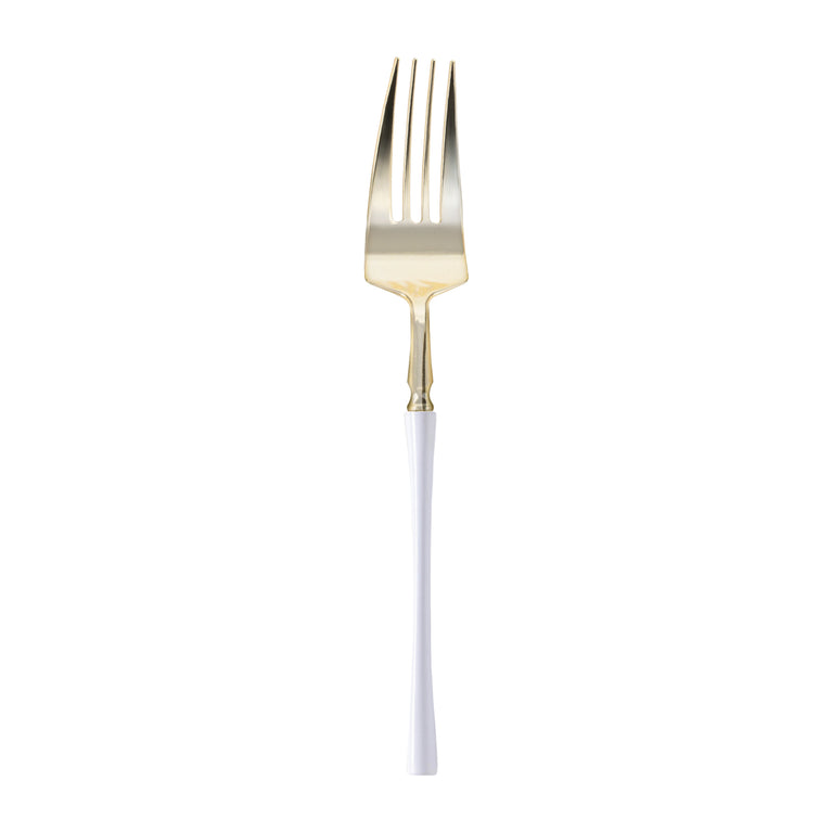 Gold with White Handle Moderno Disposable Plastic Dinner Forks