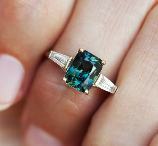 Dolores Teal Sapphire Diamond Ring