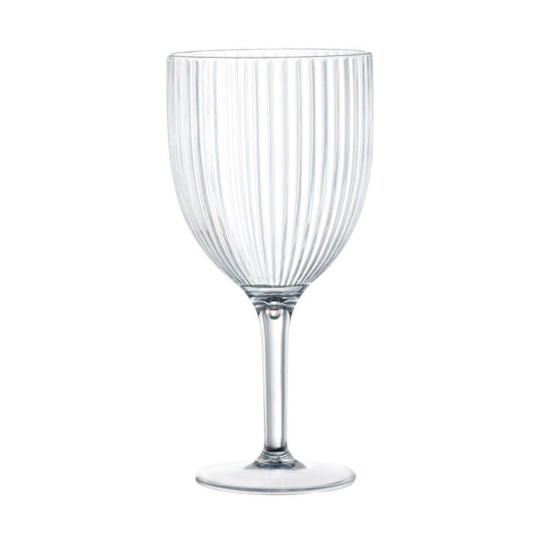 13 oz Clear Ribbed Plastic Wine Glasses