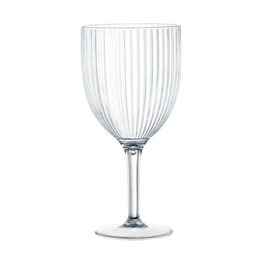 13 oz Clear Ribbed Plastic Wine Glasses