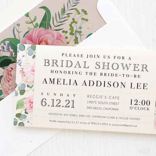 Dusty Blue Floral Bridal Shower Invitations