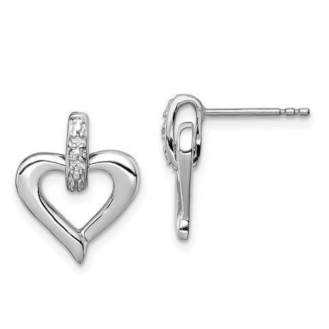 1Open Heart Diamond Accent Post Earrings in Sterling Silver