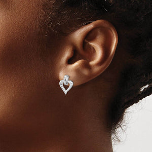 1Open Heart Diamond Accent Post Earrings in Sterling Silver