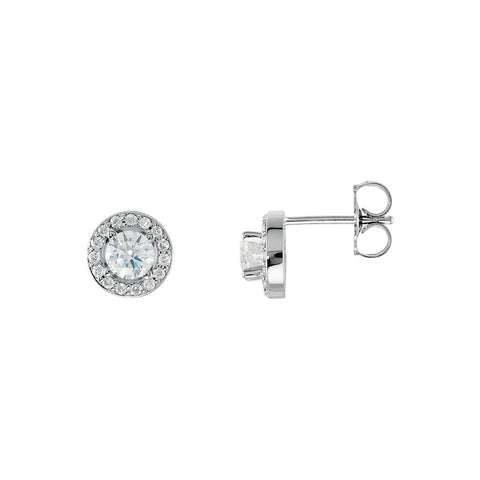 5/8 Cttw Diamond 7.Halo Style Post Earrings in 14k White Gold