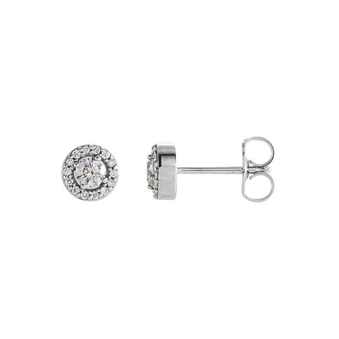 1/4 Cttw Diamond Halo Style Post Earrings in 14k White Gold