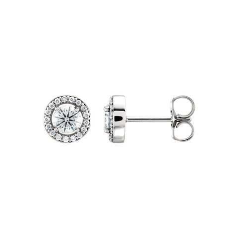 1/2 Cttw Diamond Halo Style Post Earrings in 14k White Gold