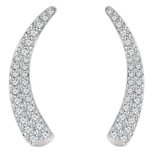 2 x 20mm 14k White Gold 3/8 CTW (H-I, I1) Diamond Tapered Ear Climbers