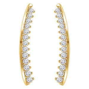 2.x 214k Yellow Gold 1/3 CTW (H-I, I1) Diamond Ear Climbers