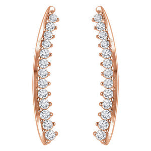 2.x 214k Rose Gold 1/3 CTW (H-I, I1) Diamond Ear Climbers