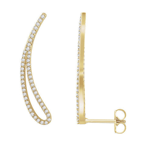 5.x 214k Yellow Gold 1/4 CTW (H-I, I1) Diamond Ear Climbers