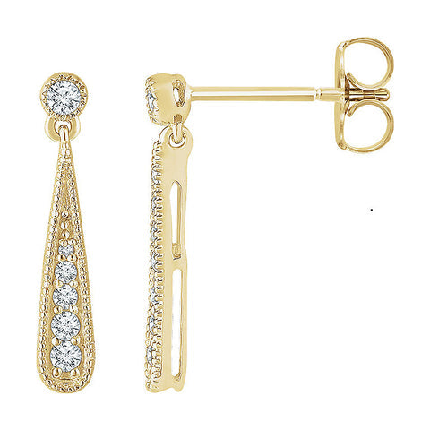 3 x 114k Yellow Gold 1/6 CTW (H-I, I1) Diamond Teardrop Earrings