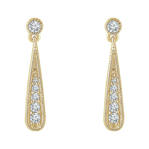 3 x 114k Yellow Gold 1/6 CTW (H-I, I1) Diamond Teardrop Earrings