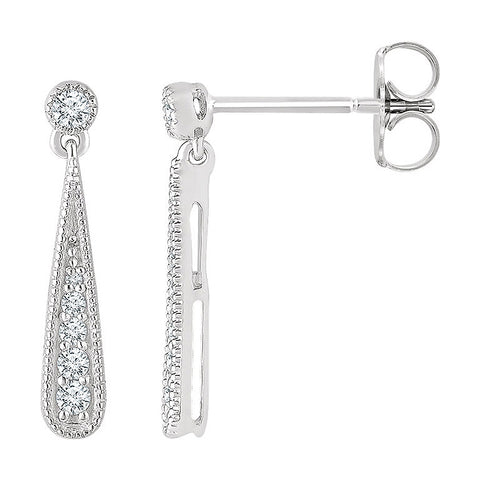 3 x 114k White Gold 1/6 CTW (H-I, I1) Diamond Teardrop Earrings