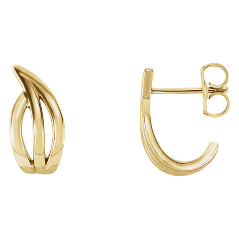 5 x 1(9/16 Inch) 14k Yellow Gold Small Freeform J-Hoop Earrings