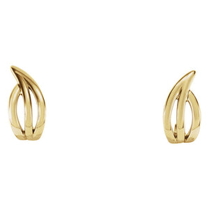 5 x 1(9/16 Inch) 14k Yellow Gold Small Freeform J-Hoop Earrings