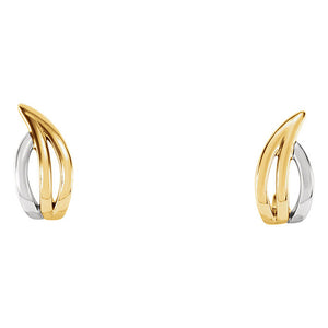 5 x 1(9/16 Inch) 14k Yellow & White Gold Freeform J-Hoop Earrings